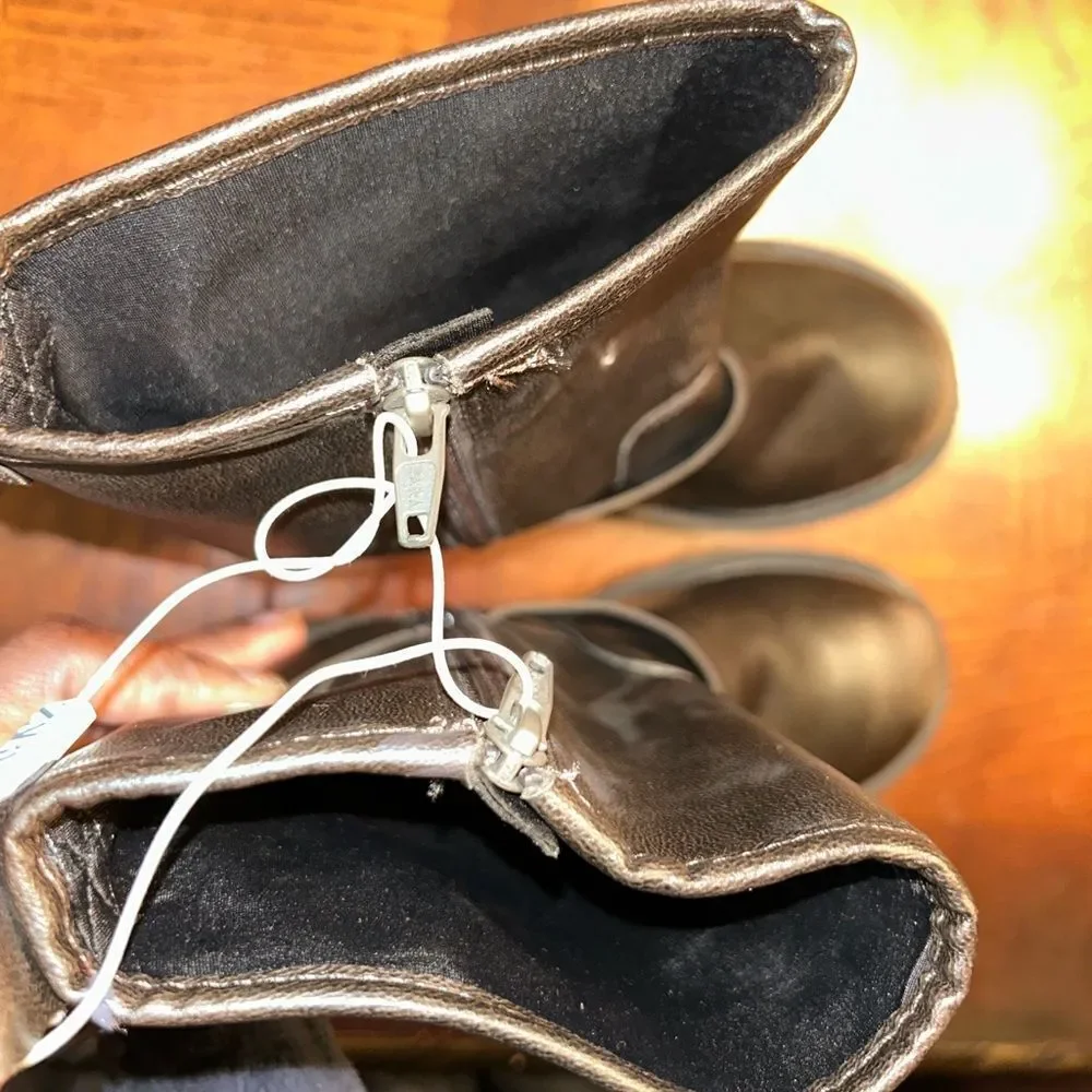 Zara kids Distressed Moto Brown Boots(Size 13.5)